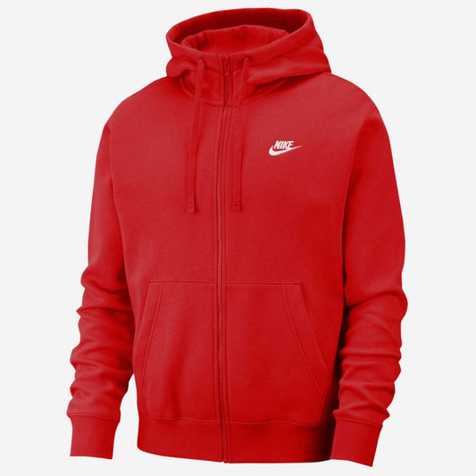 Nike Sportswear Club Fleece Full Zip Hoodie Red/White  BV2645-657 Men's