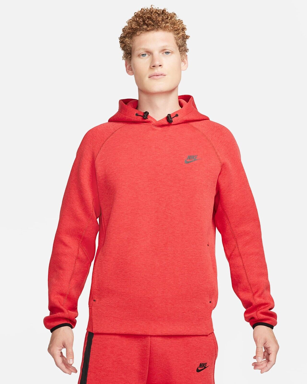 Nike Sportswear Tech Fleece FB8016-672 Men's Red Pullover Hoodie Size L NCL132